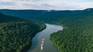 aerial view photography of berge on a waterway